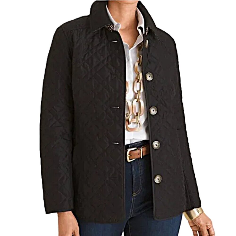 Chicos black quilted jacket size 0